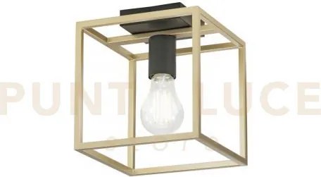 Plafoniera kimera nera e oro satinato 1 luce attacco e27 20x20x22,5cm