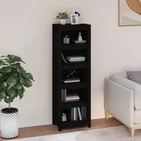 Libreria Nera 50x35x154 cm in Legno Massello di Pino cod 10046