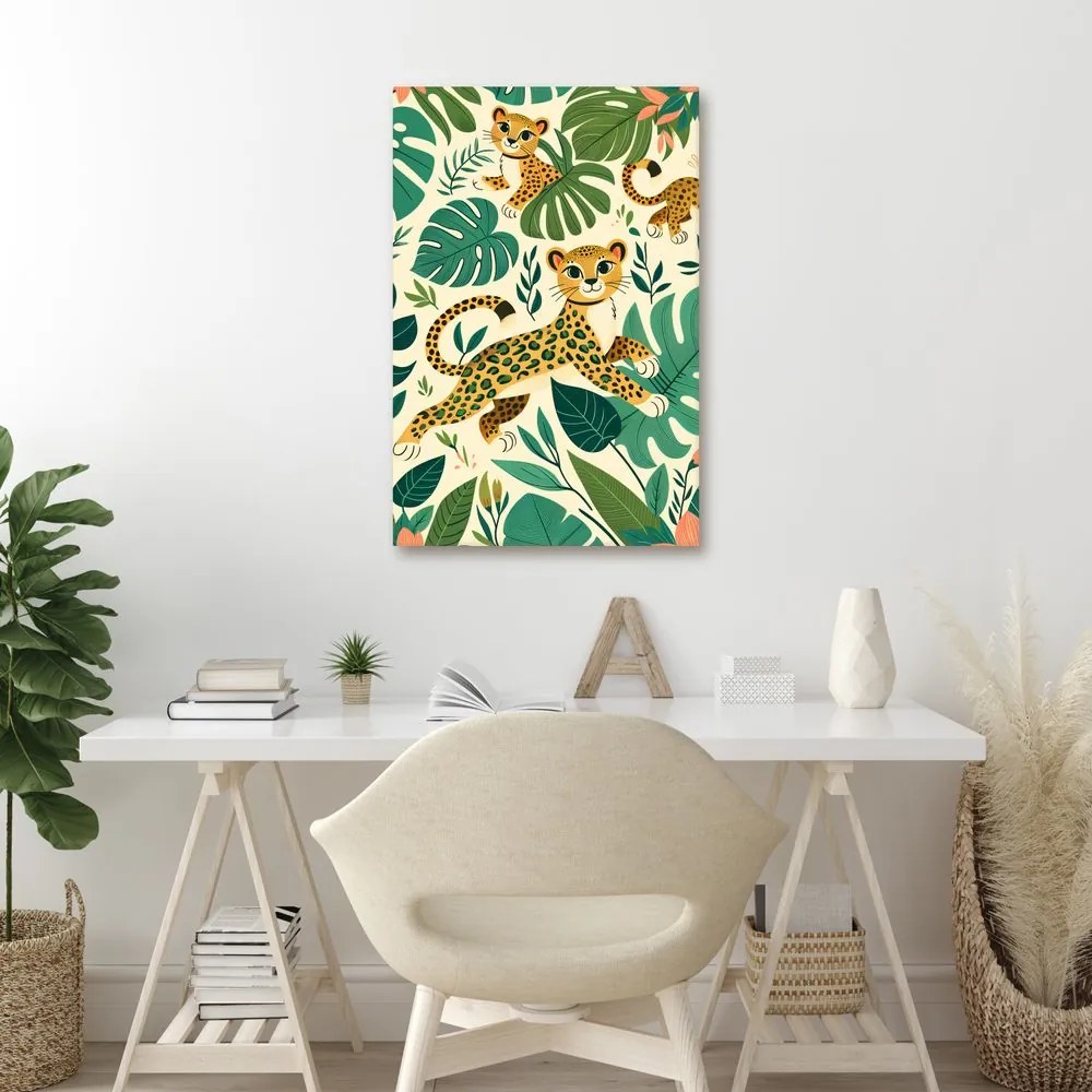 Quadro su tela – Famiglia di ghepardi nella foresta