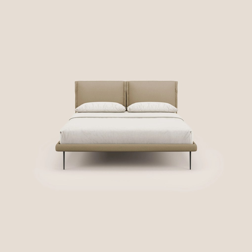 Noah letto con cuscini regolabili e piedi alti in metallo in tessuto smacchiabile T05 beige