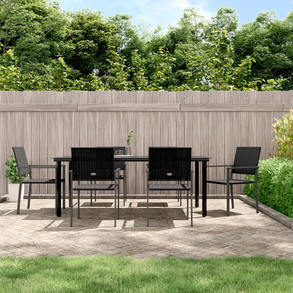 Set da pranzo da giardino 7 pz in polyrattan e acciaio