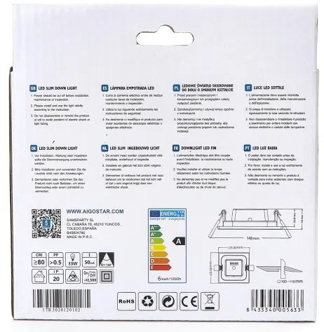 Aigostar - Lampada LED da incasso ULTRATHIN LED/6W/230V 6000K bianco