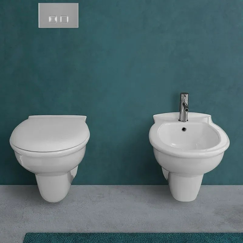 Coppia di sanitari sospesi wc copriwater soft close e bidet serie Karla