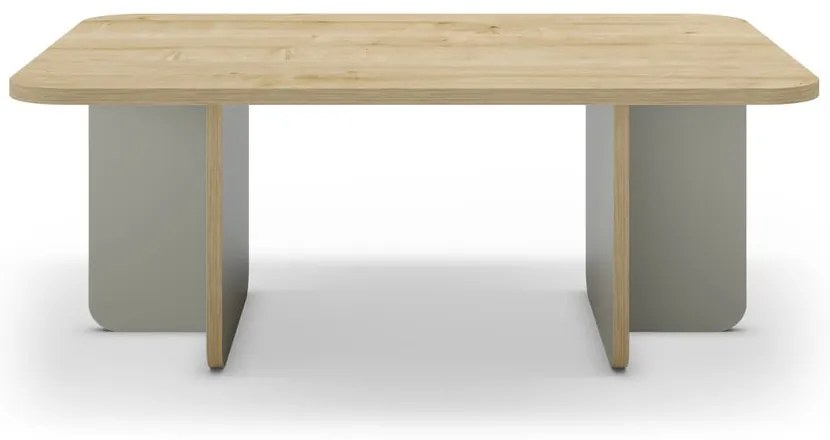 Tavolino da salotto in verde chiaro/di colore naturale con piano effetto rovere 56x100 cm Hillary – Marckeric