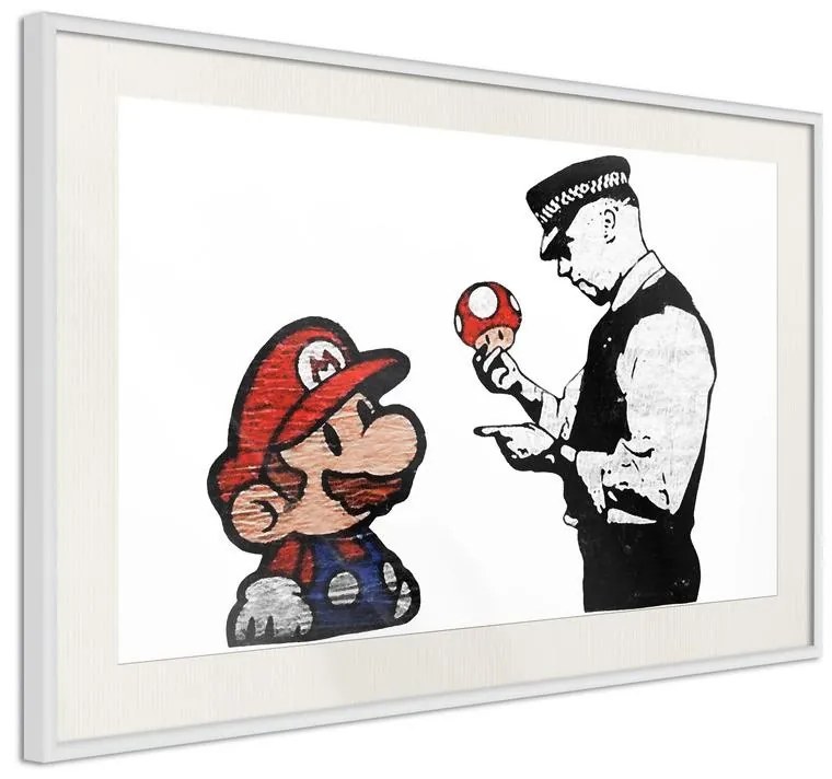 Poster  Banksy: Mario and Copper  Cornice Quadri Cornice d'oro con passe-partout, Larghezza x Altezza Home decor 45x30