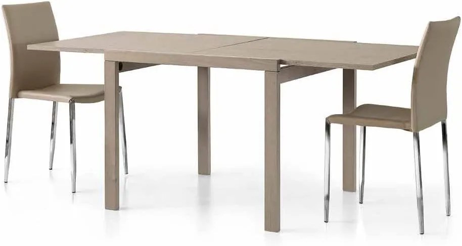 Tavolo da pranzo in legno rovere grigio apertura a libro 90x90 cm