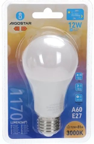 Lampadina LED con sensore crepuscolare A60 E27/12W/230V 3000K - Aigostar