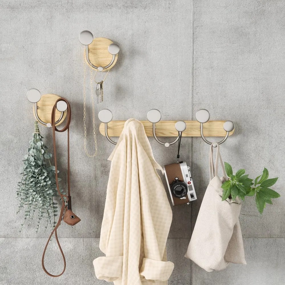 Appendiabiti da parete in alluminio bianco naturale Melody - Umbra