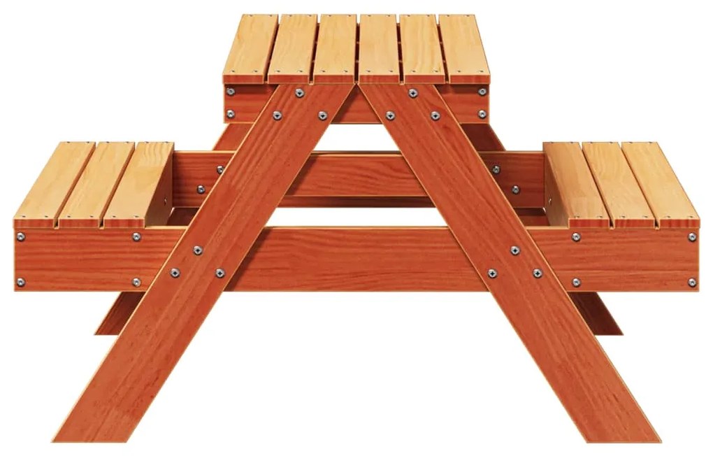 Tavolo picnic bambini marrone cera 88x97x52 cm massello pino
