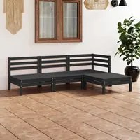 Set Divani da Giardino 4 pz in Legno Massello di Pino Nero cod mxl 36525