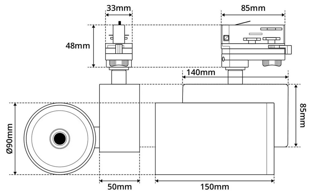 Faro LED 42W per Binario Trifase CRI92 36°/60° con driver Philips CCT Colore Bianco Variabile CCT