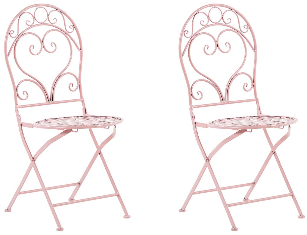 Set balcone in metallo rosa tavolo e 2 sedie ALBINIA Beliani