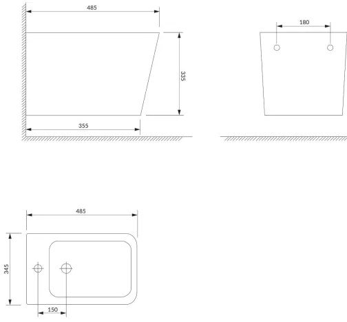 OMNIRES FONTANABIBP - Bidet sospeso FONTANA in ceramica, bianco lucido