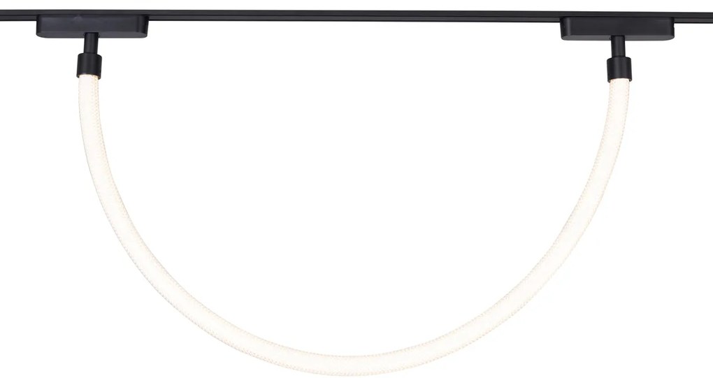 Sistema di illuminazione su binario con 6 faretti da soffitto e 2 lampade a sospensione nere monofase - Magnetic Marra Tautau