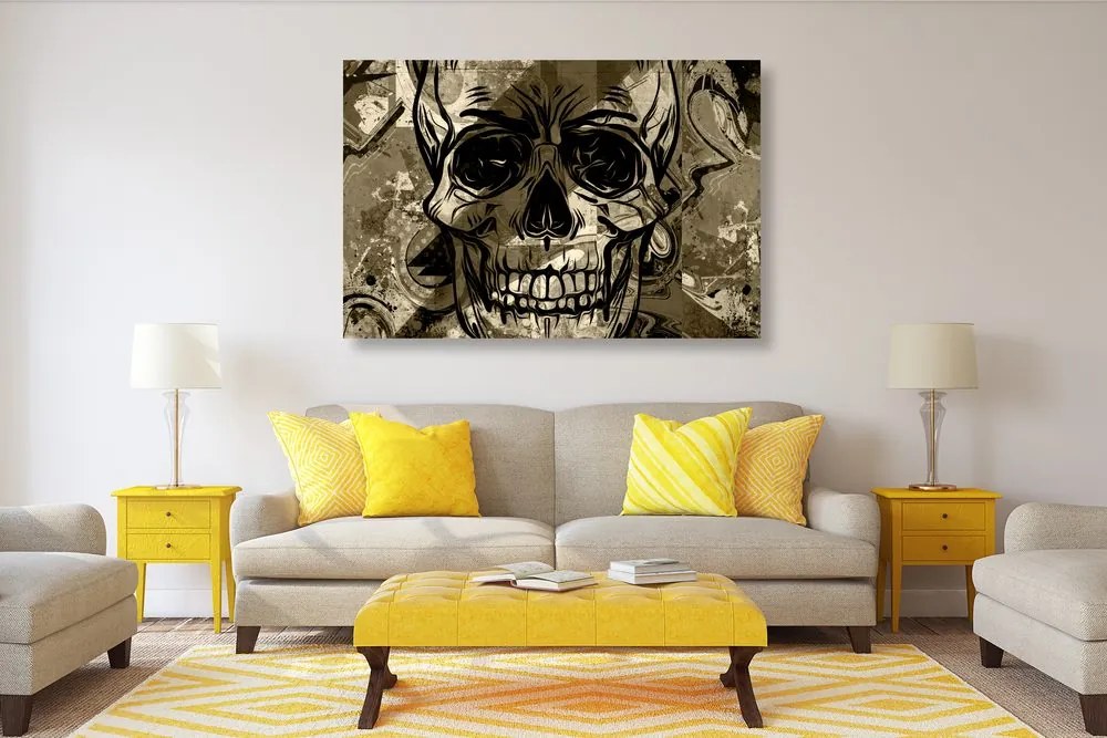 Quadro su tela – Teschio in seppia