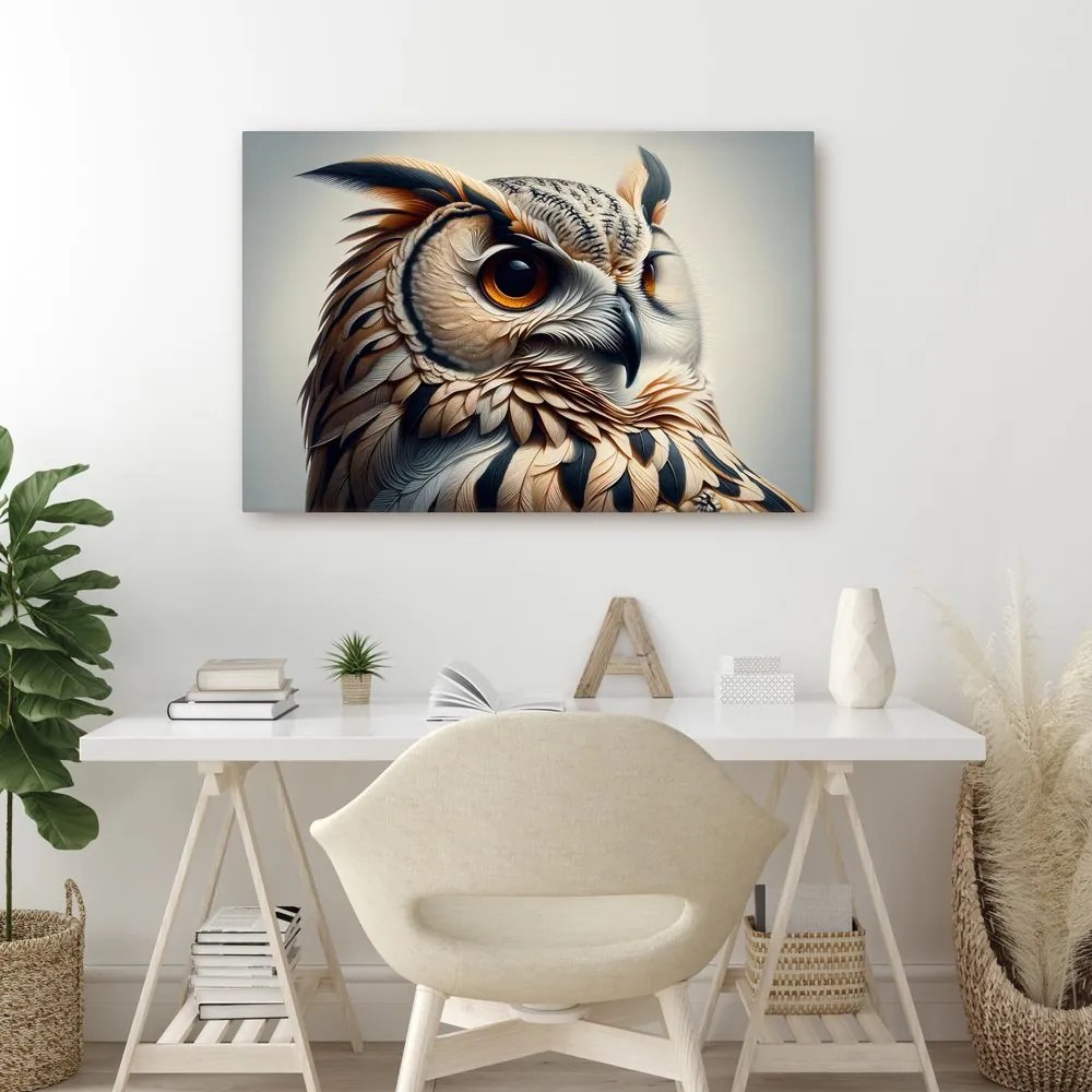 Quadro su tela – Gufo in toni caldi