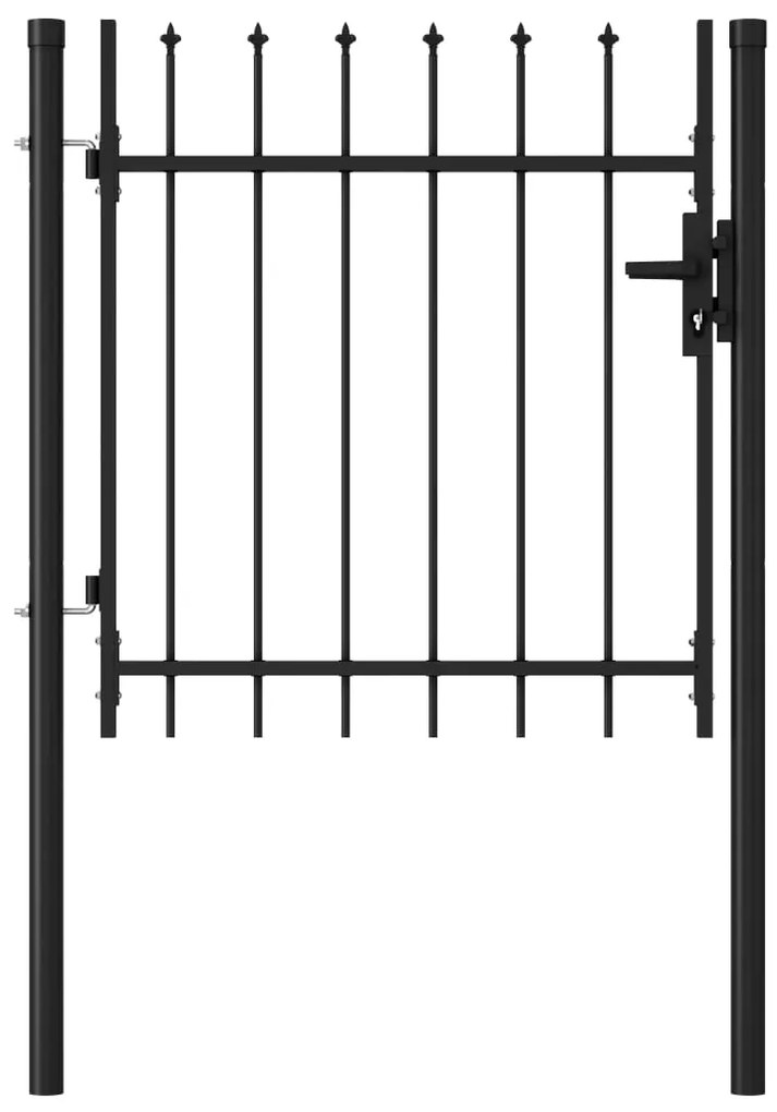 Cancello A Singola Anta Con Punte İn Acciaio 1x1 M Nero /