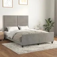 Giroletto con Testiera Grigio Chiaro 140x200 cm in Velluto cod mxl 58703