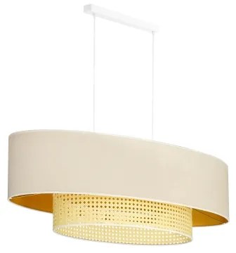 Duolla - Lampadario a sospensione con filo DOUBLE OVAL RATTAN 2xE27/15W/230V color crema/rattan