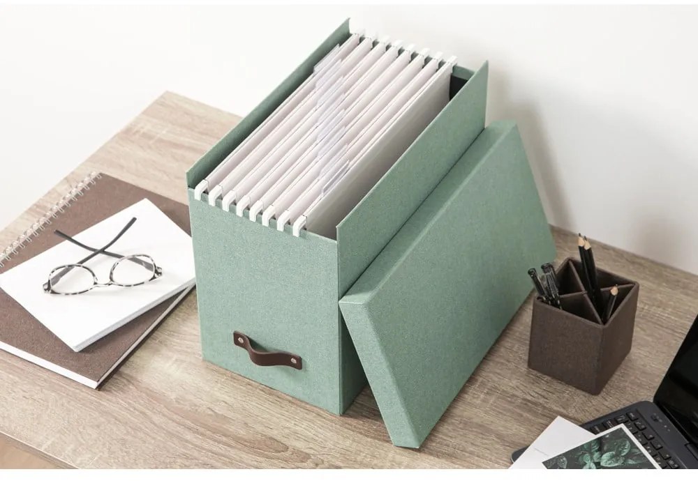 Organizer verde in cartone per documenti Johan Canvas Paper Laminate – Bigso