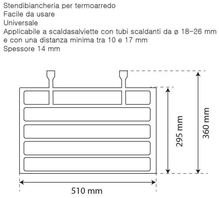 Stendibiancheria termoarredo universale in plastica bianca rigida set 2 pezzi