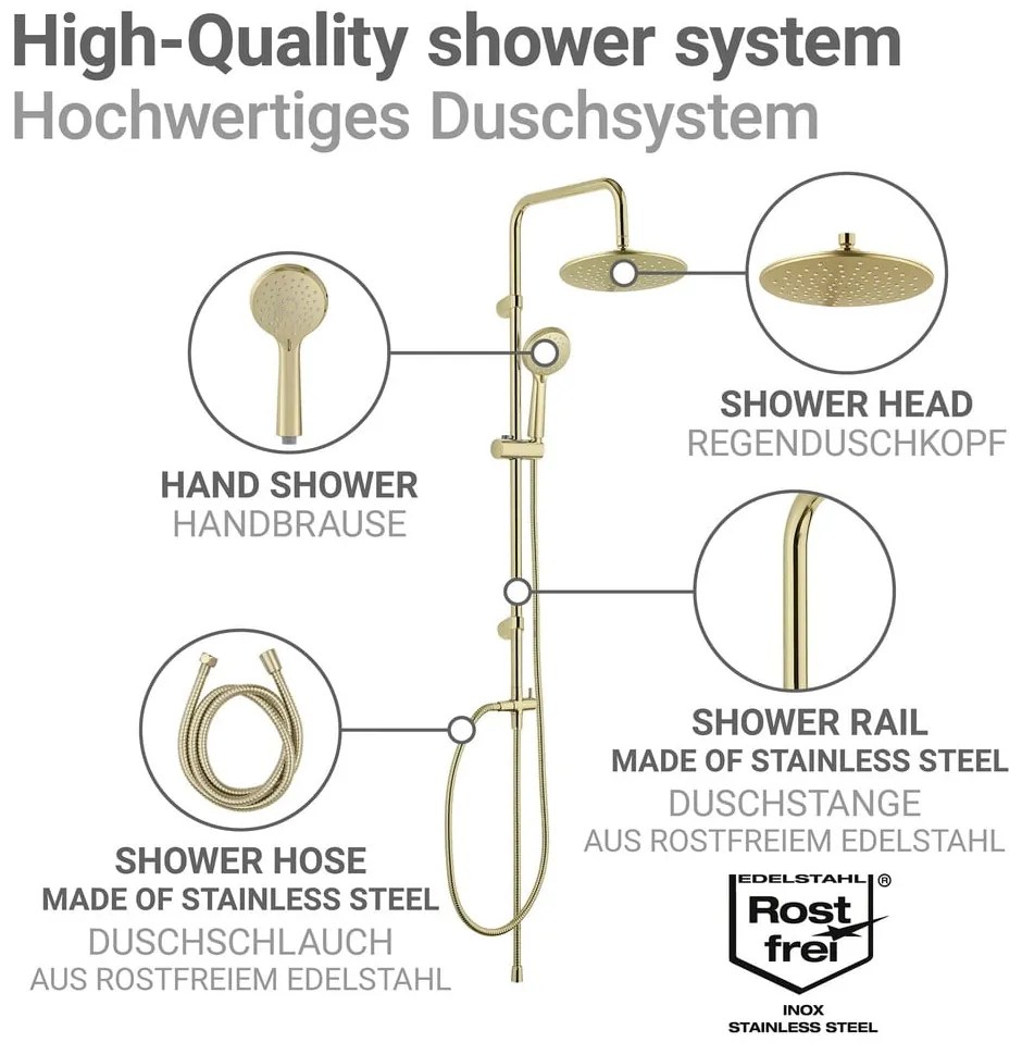 Set per doccia oro opaco in acciaio inox 101 cm Young Line – Wenko