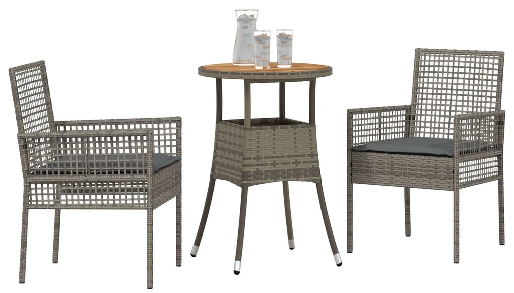 Set di mobili da pranzo set di 3 grigio rattan, metallo