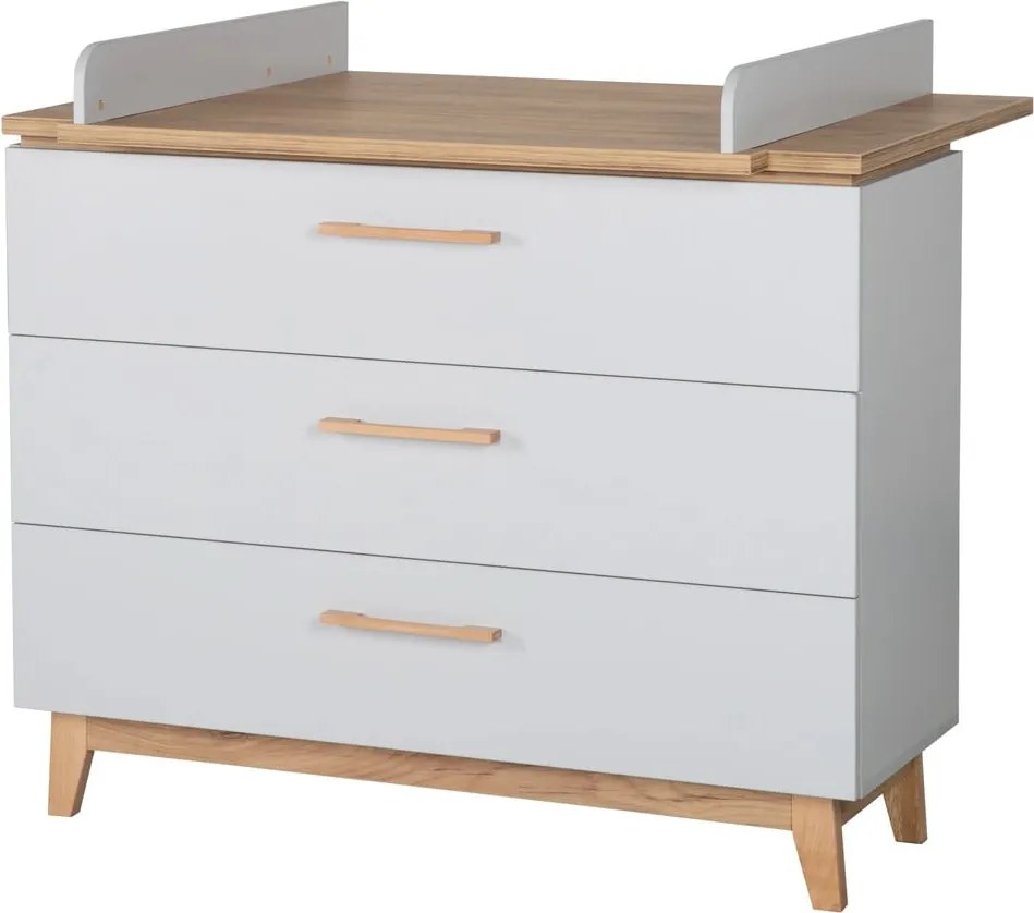 Cassettiera bassa grigio chiaro in rovere con fasciatoio 117x104 cm Caro - Roba