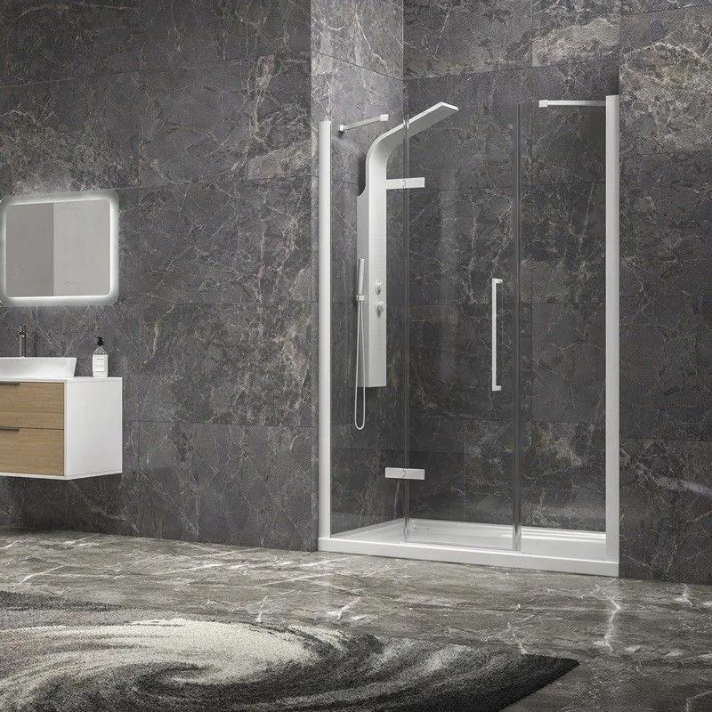 Kamalu - porta doccia 175cm battente e 2 fissi colore bianco | kt6000b