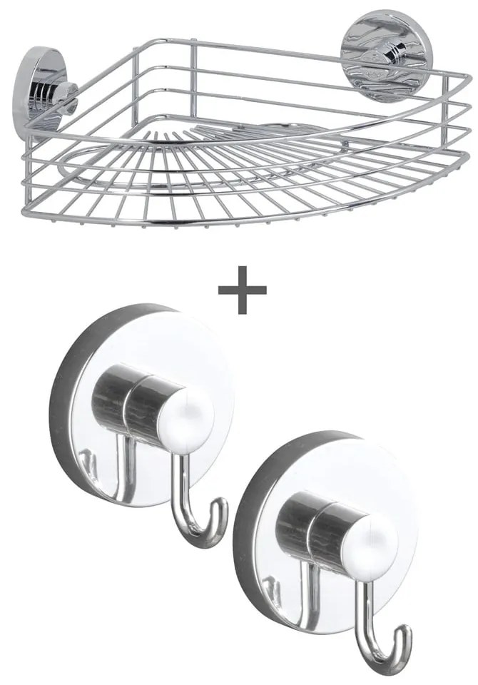 Set di accessori da bagno autoportanti argentato lucido Bari - Wenko
