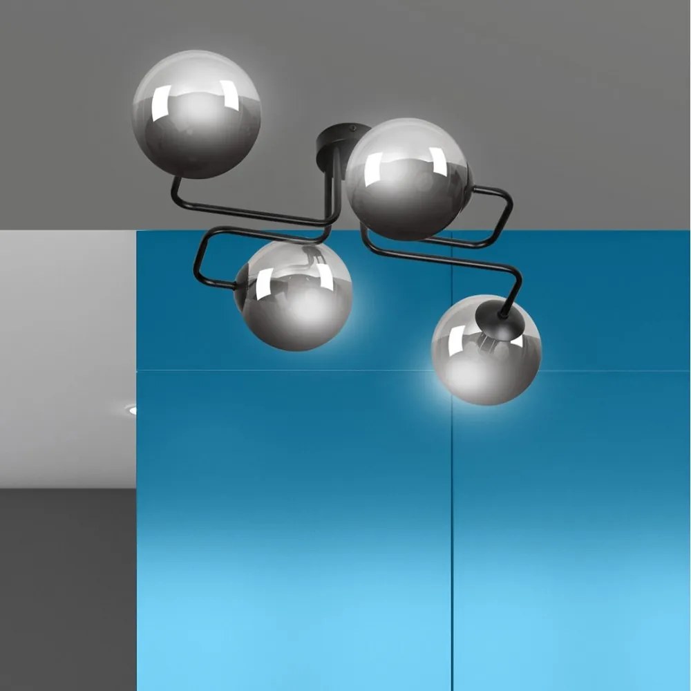 Lampadario da Soffitto BRENDI 4 in acciaio e vetro 4xE14 Colore delle Sfere Grafite