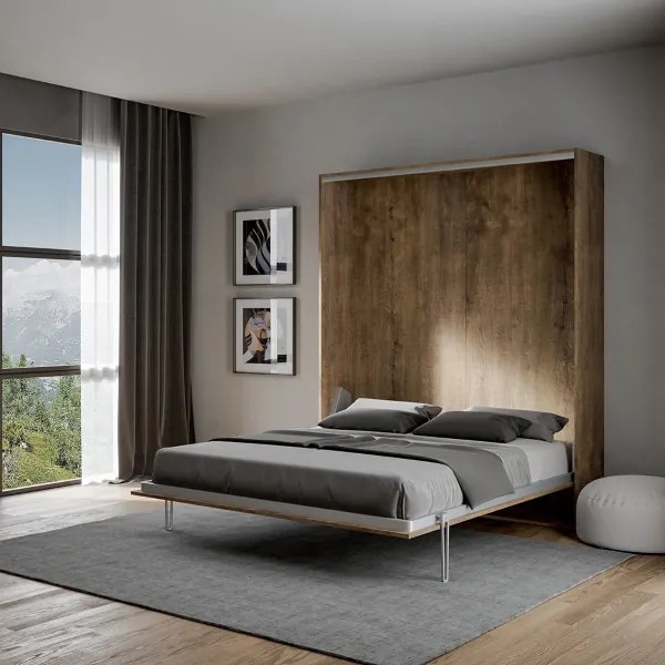 Letto a scomparsa verticale matrimoniale 160 cm Noce KENTARO