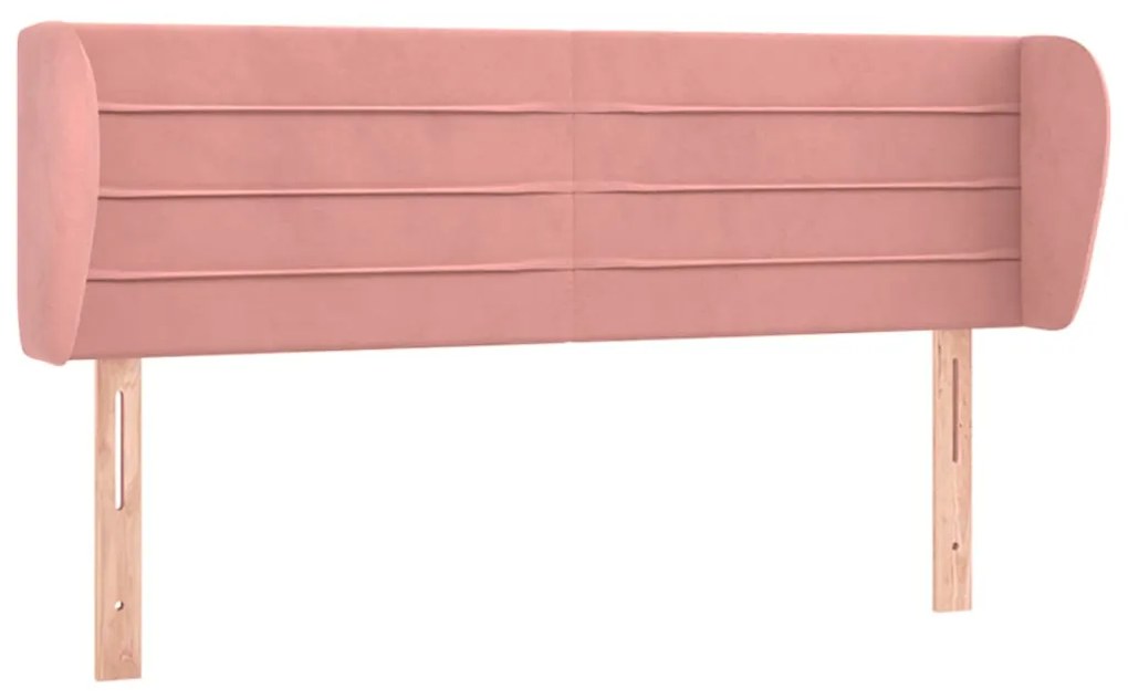 Testiera ad orecchio rosa 147x23x78/88 cm in velluto