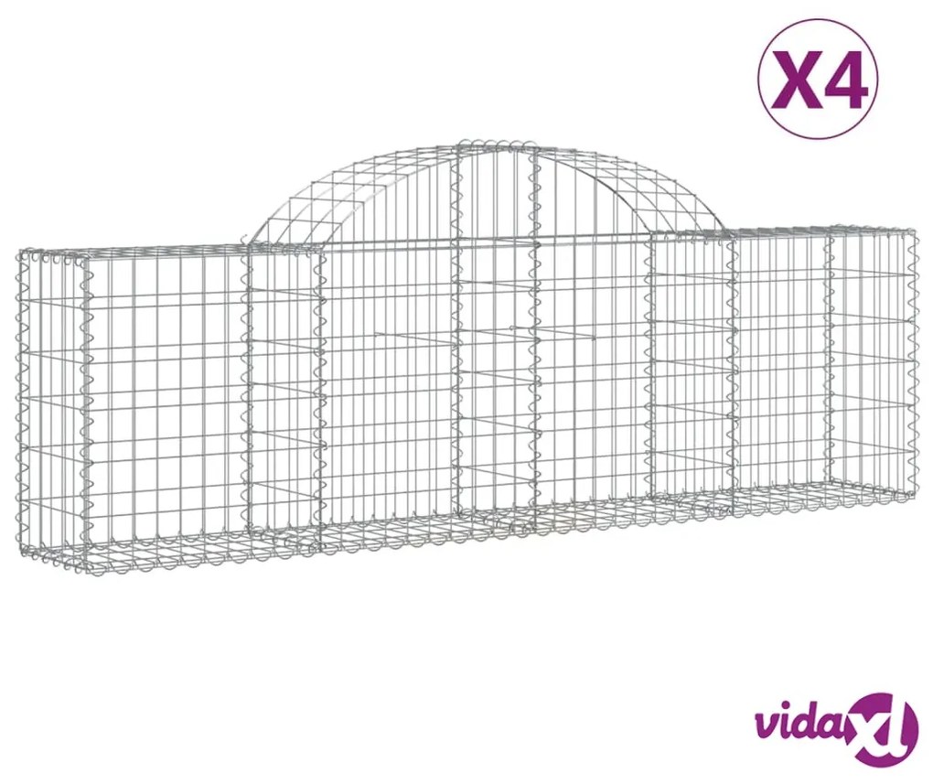 vidaXL Cesti Gabbioni ad Arco 4 pz 200x30x60/80 cm Ferro Zincato