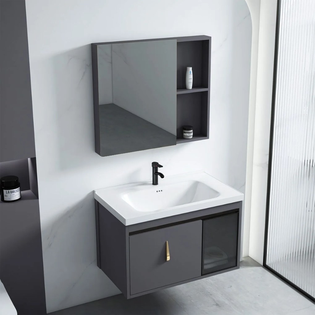 Set di mobili da bagno con lavabo Paris 60cm Grey