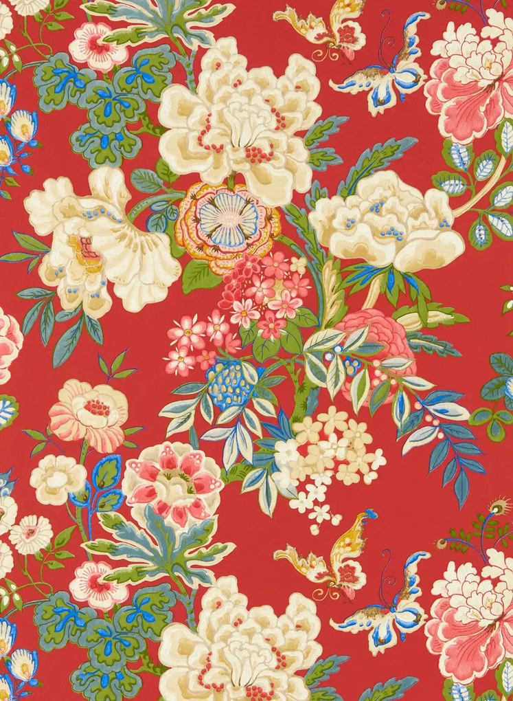 Sanderson Tapete Emperor Peony - Cinnabar Red