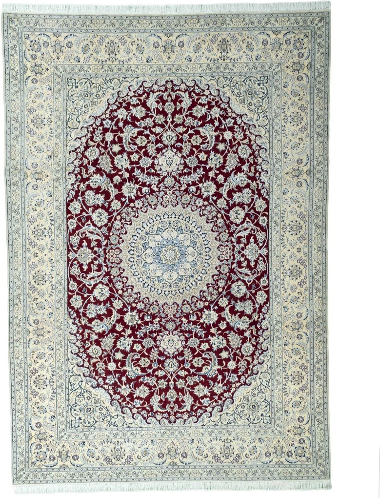 Nain Tappeto 360 x 250 Rosso (Iran) Annodato A Mano