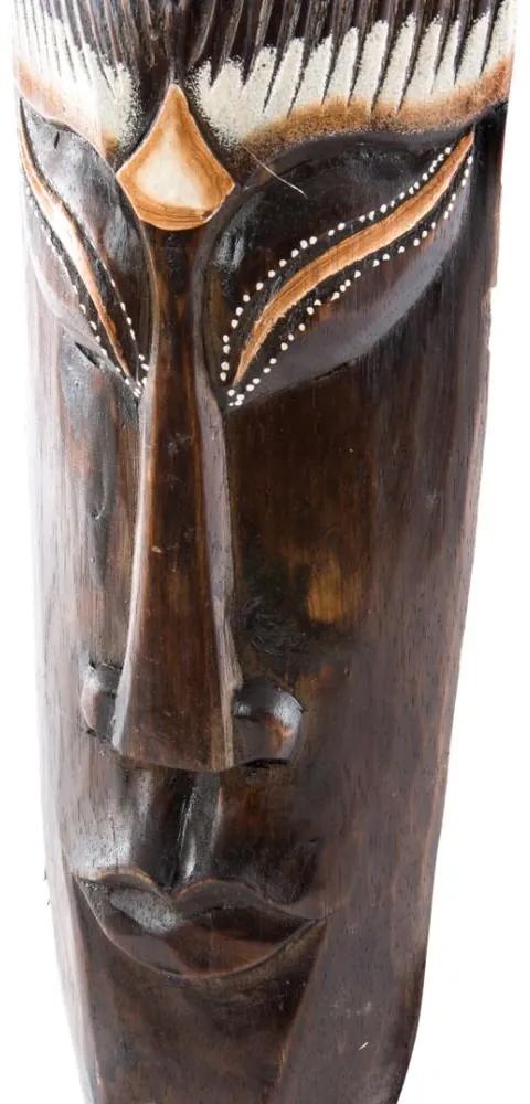 Decorazione da Parete DKD Home Decor Beige Legno Marrone scuro Maschera (15 x 6 x 100 cm) (3 Unità)