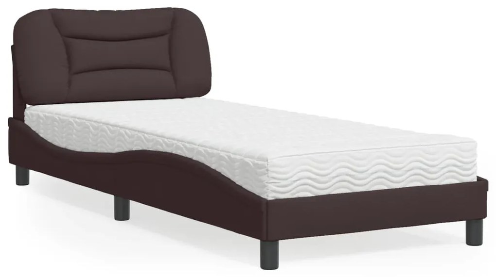 Letto con materasso marrone scuro 80x200 cm in tessuto