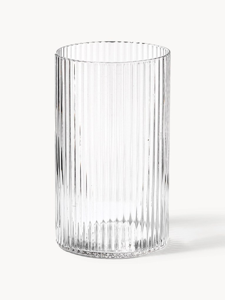Set di 4 bicchieri piccoli da long drink in vetro soffiato con scanalatura in rilievo Ripple