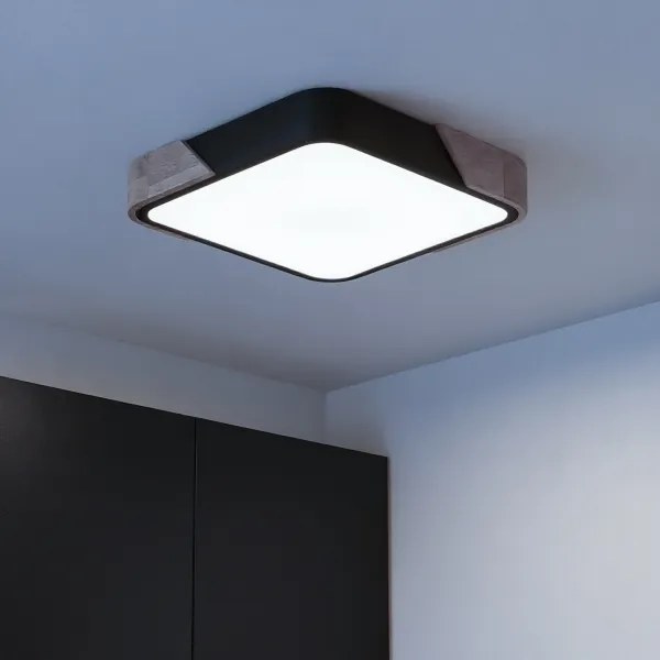 Brilagi - Lampada LED dimmerabile PILANA LED/48W/230V rovere/nero 42x42 cm + telecomando