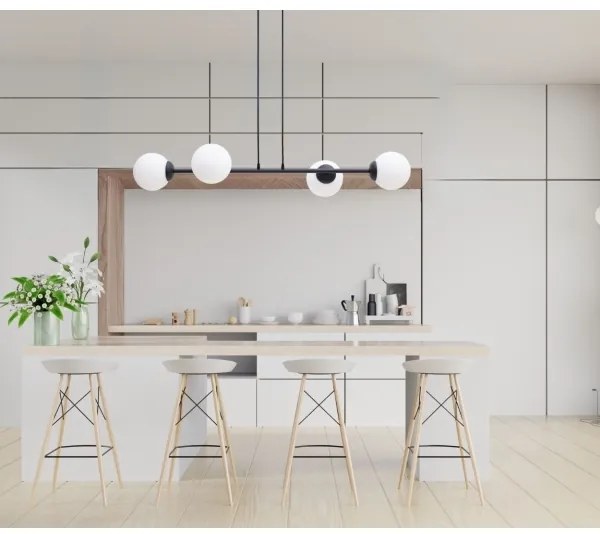 Lampadario a sospensione con filo FIRA 4xE27/60W/230V nero