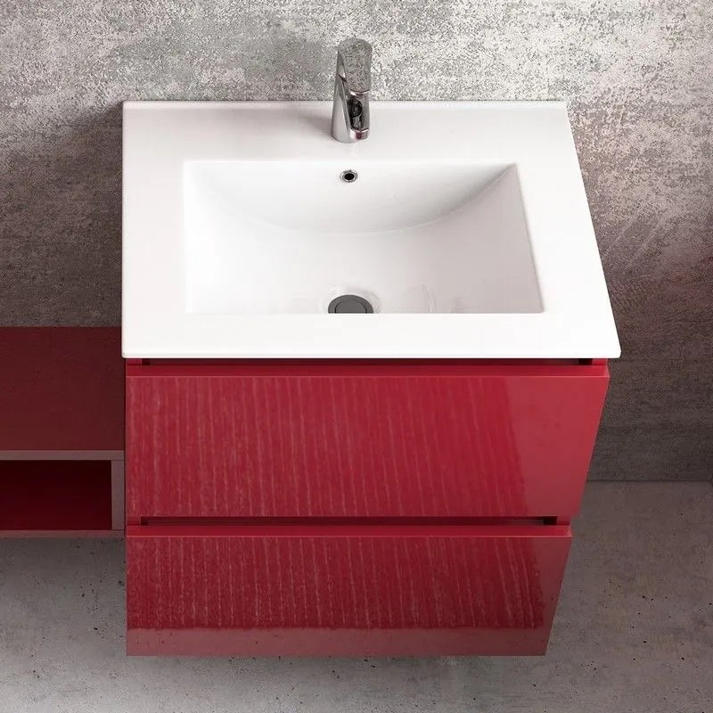 Kamalu - composizione mobile bagno con lavabo da 60 cm, colonna e specchio tod-60a