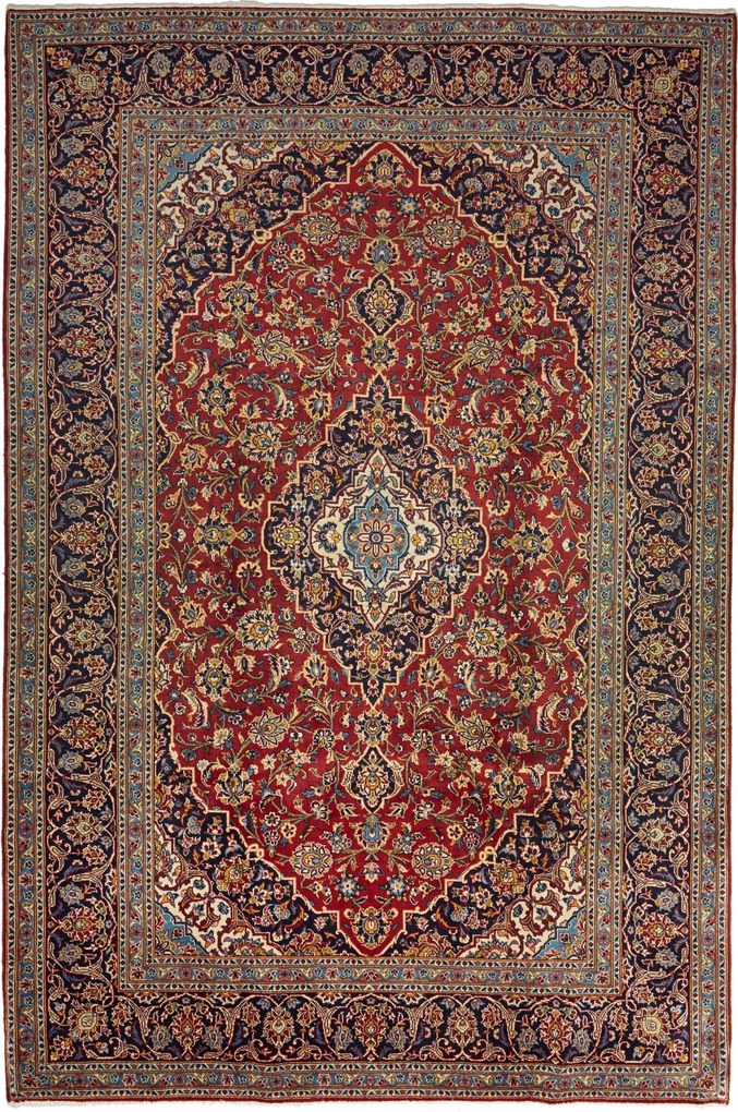 Kashan Tappeto 230x340 Rosso (Iran) Annodato A Mano