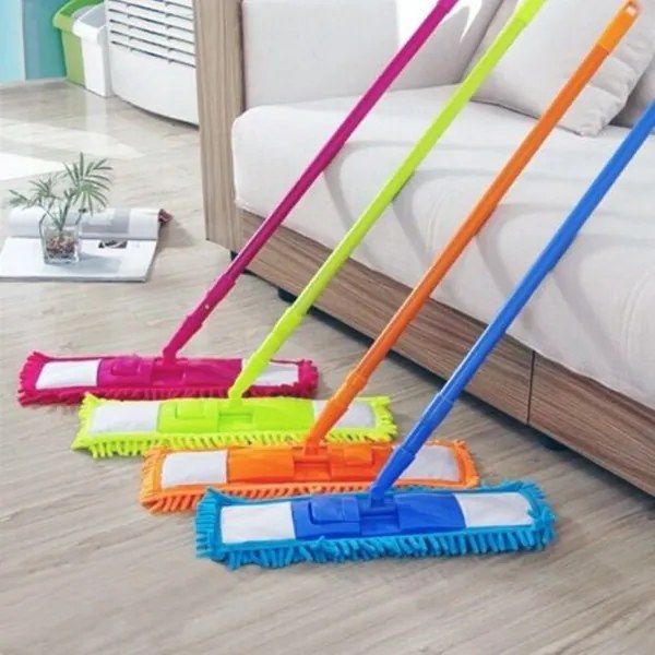 Trade Shop - Scopa Mop Mocio In Microfibra Per Pavimento Cattura Polvere Con Bastone