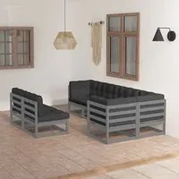 Set Divani da Giardino 7 pz con Cuscini Legno Massello di Pino 3076656