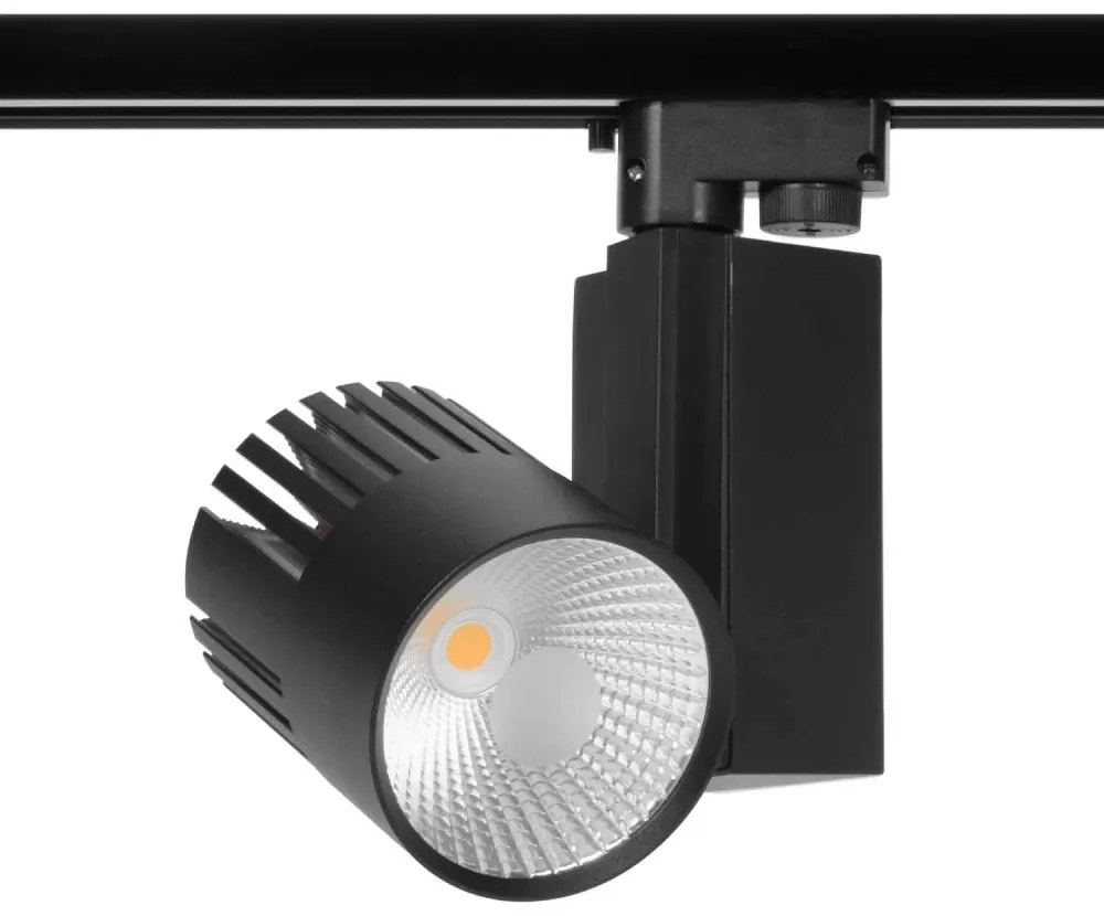 Faretto LED 40W per Binario Monofase, CRI92, 125lm/W, 100° - Nero Colore Bianco Caldo 3.000K