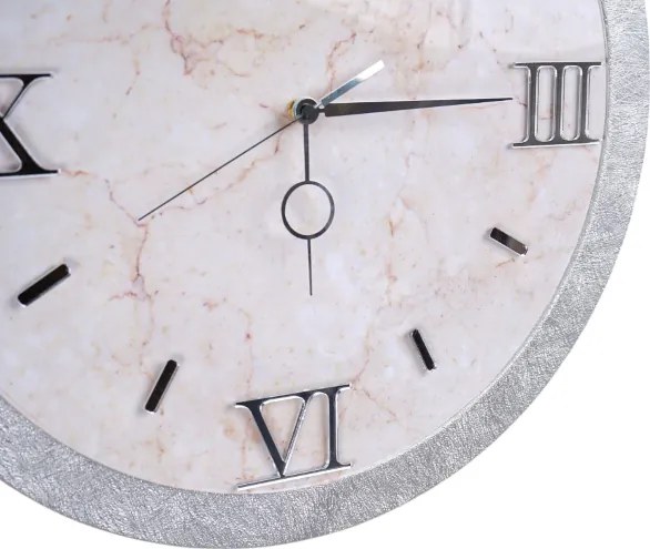 Orologio da parete D 57 cm - Moderno con Effetto Marmo Bianco