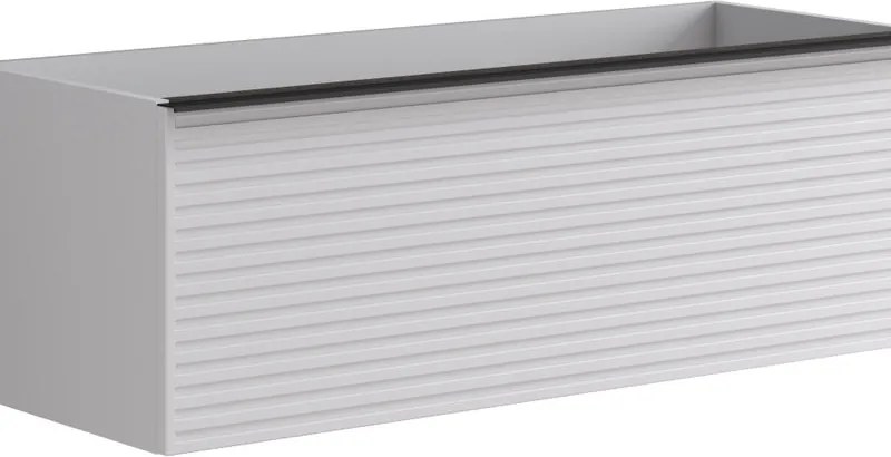 Mobile da bagno sospeso sotto lavabo Pixel stripes 1 cassetto L 120 x H 40 x P 45.5 cm bianco laccato opaco, con maniglia nero paco