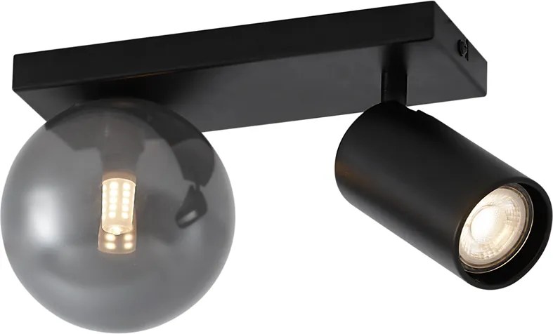 Plafoniera moderna nera a 2 luci inclinabile - Lesly